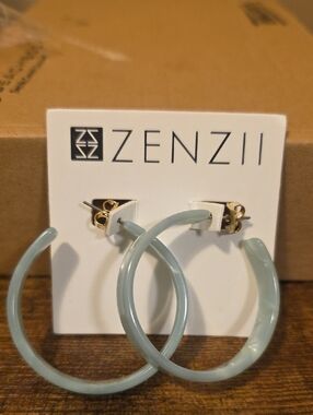 ZENZII Light Blue Resin Hoop Earrings for Women